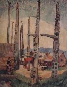 Emily Carr Totem Poles,Kitsukla oil on canvas